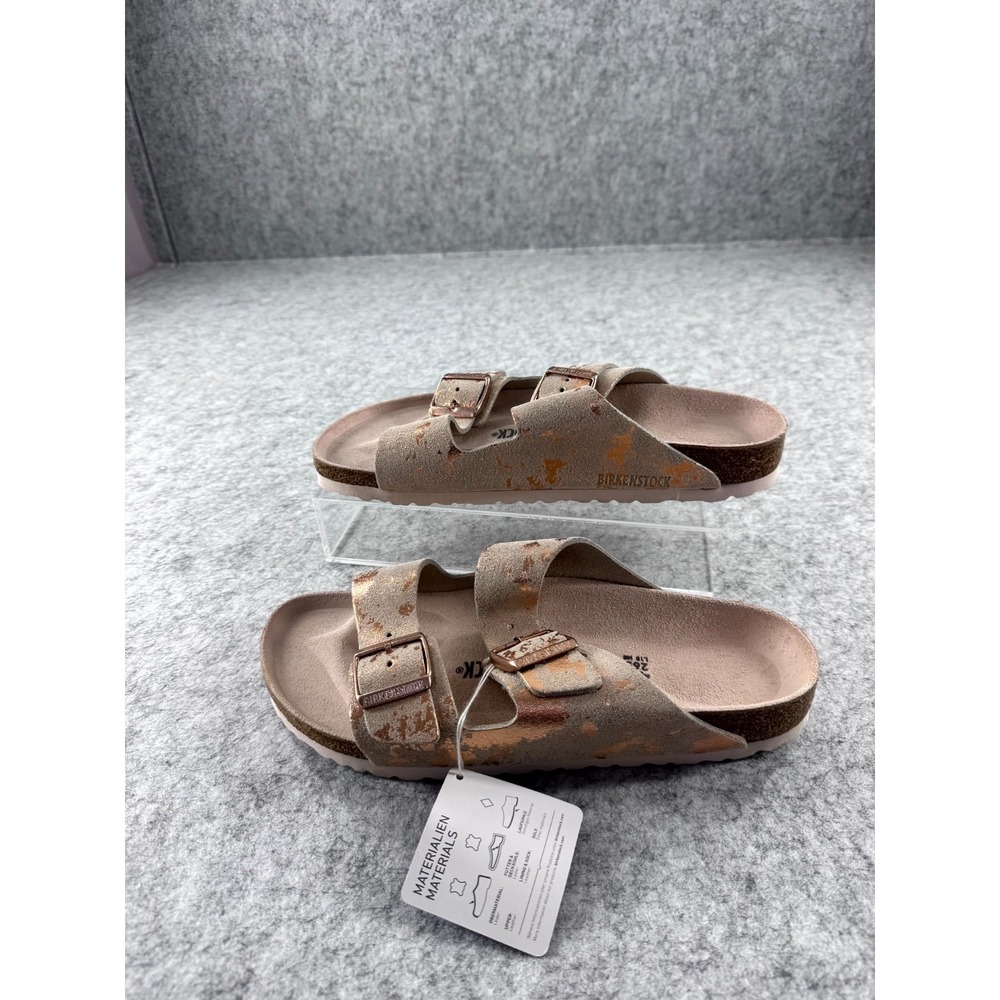 Birkenstock Arizona Double Strap Sandals Women's 10 Metallic Copper Splatter - Picture 2 of 14